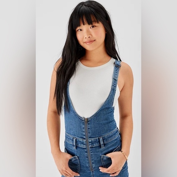 AE Stretch Denim Flare Overall - Picture 1 of 8
